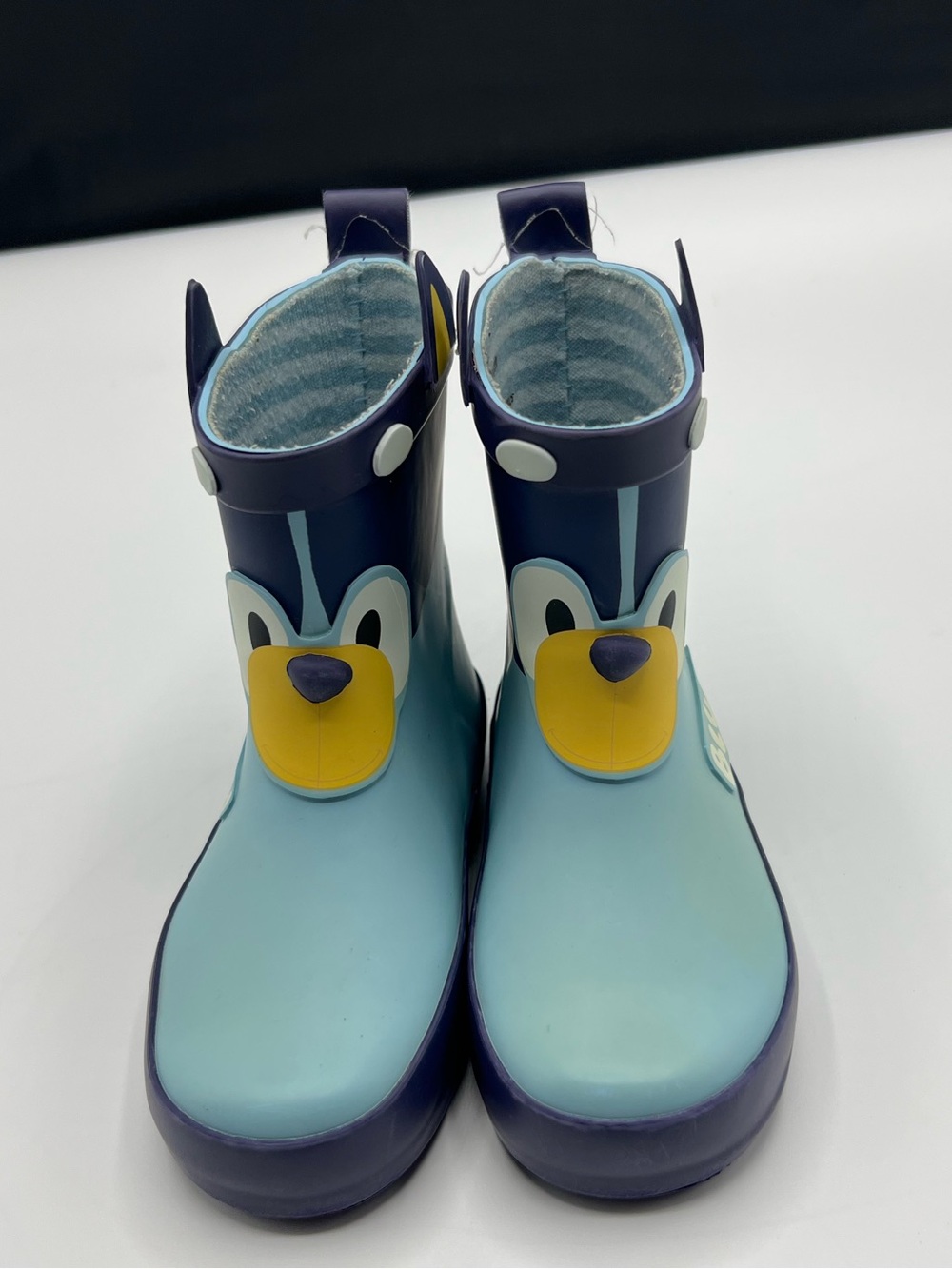 Cute Blue & Navy Kids Animal Rain Boots with Yellow Accent